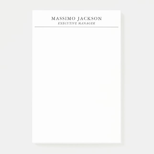 Post-it® Tendance Moderne Simple Noir & Blanc Professionnel (Devant)