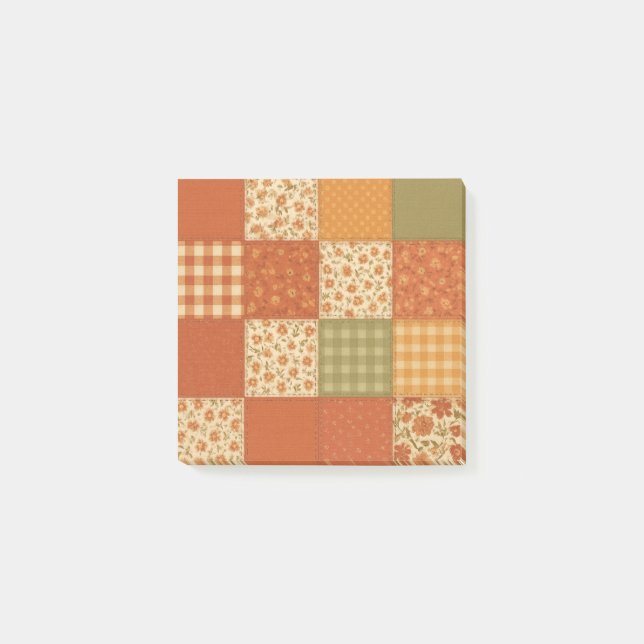 Post-it® Terracotta Patchwork Quilt Rustic Farmhouse Floral (Devant)