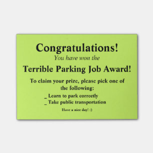 Post-it terrible de stationnement
