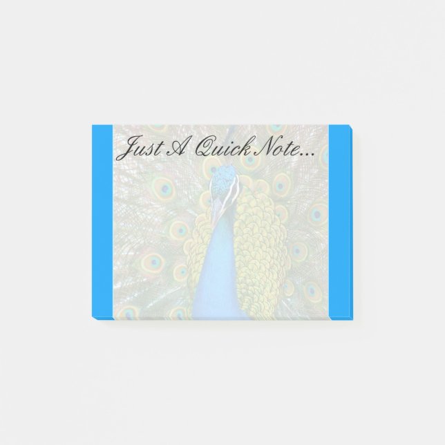 Post-it® Tête bleue Peacock avec et des plumes de queue col (Devant)
