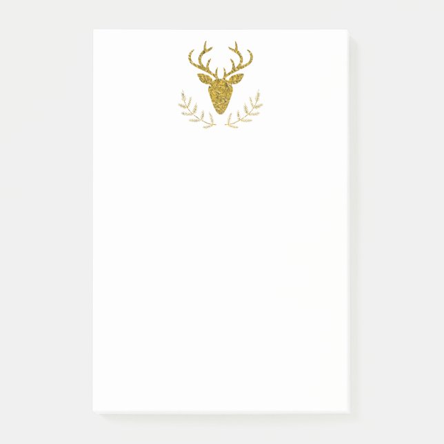 Post-it® Tête de cerf en forme texturée de faux papier d'or (Devant)