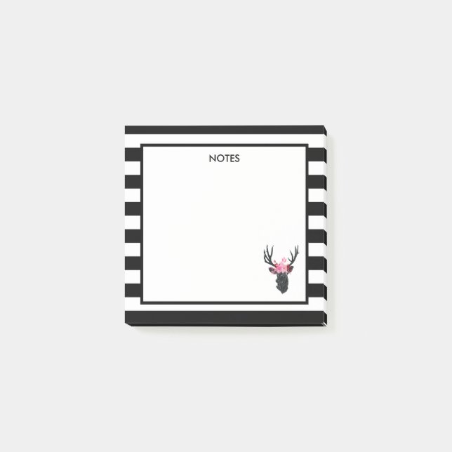 Post-it® Tête de cerf géométrique avec couronne florale (Devant)