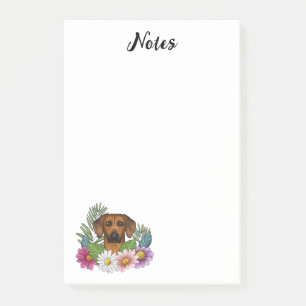 Post-it® Tête Rhodesian Ridgeback Fleurs Colorées Et Texte