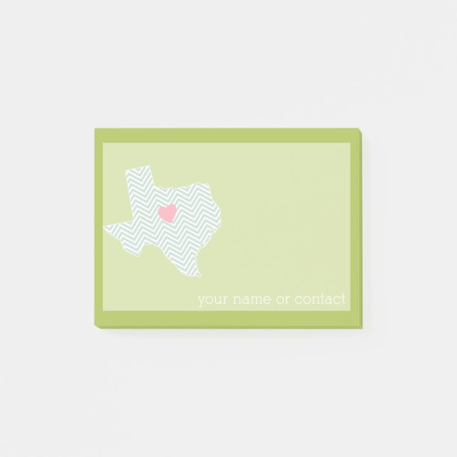 Post-it® Texas Home State Love avec Coeur personnalisé en o (Devant)