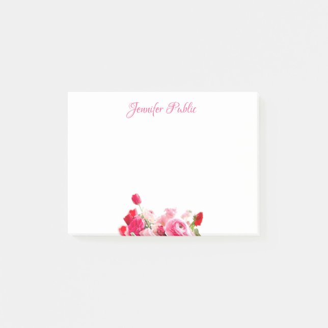 Post-it® Texte à la main Aquarelle rose rose Roses rouges F (Devant)