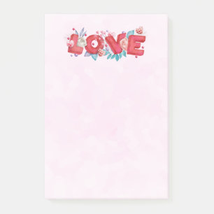 Post-it® Texte d'amour rouge en lettres bloc gras Aquarelle