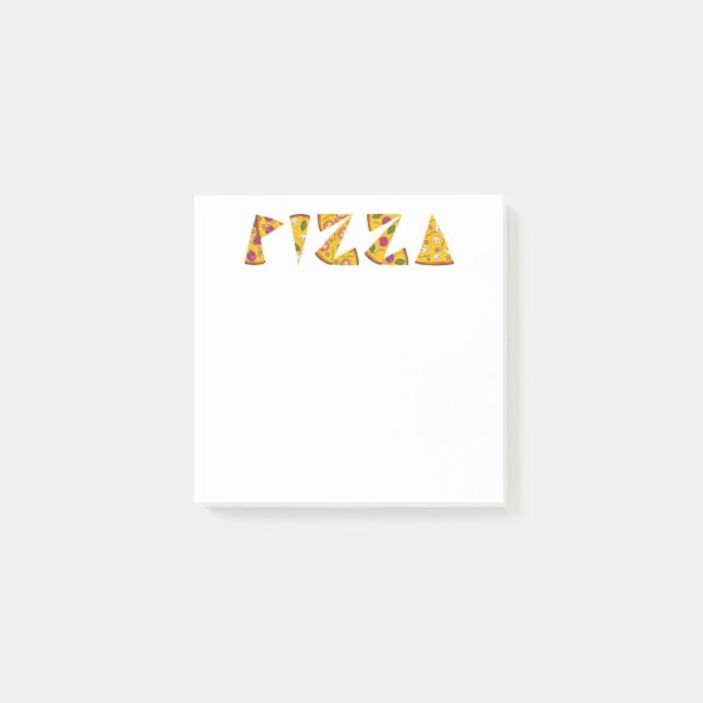 Post-it® Texte de pizza fait à partir de tranches (Devant)