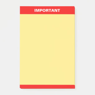 Post-it® Texte important personnalisé en rouge et jaune