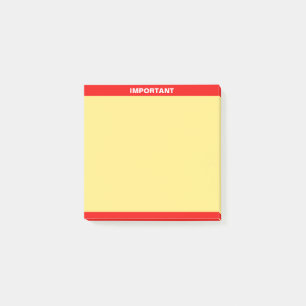 Post-it® Texte important personnalisé sur fond rouge et jau