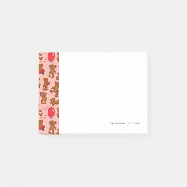 Post-it® Texture avec le nounours, coeurs (Devant)