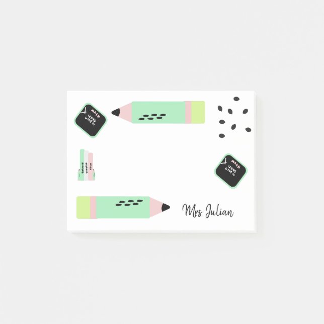 Post-it® Thème Pastèque Retour à l'école Nom des Enseignant (Devant)