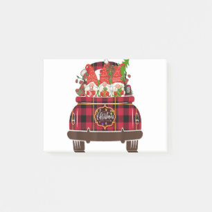Post-it® Three Gnomes Car Plaid Matching Family Merry Chris