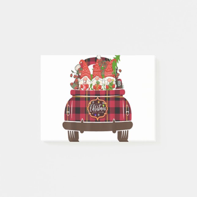 Post-it® Three Gnomes Car Plaid Matching Family Merry Chris (Devant)