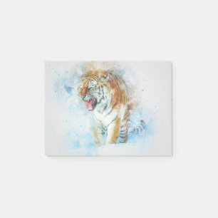 Post-it® Tiger Roar Animal Art Abstrait Aquarelle Vintage.