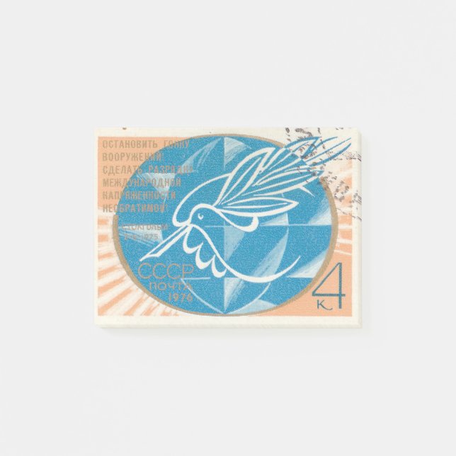 Post-it® Timbre d'étape avec une colombe de paix (Devant)