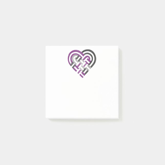 Post-it® Tissé Coeur Ace Asexuel Fierté Drapeau Violet Gris (Devant)