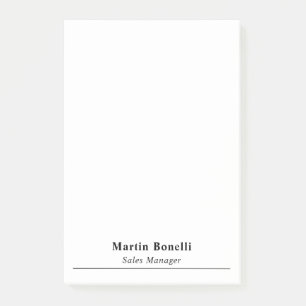 Post-it® Titre de nom en noir et blanc uni professionnel mo