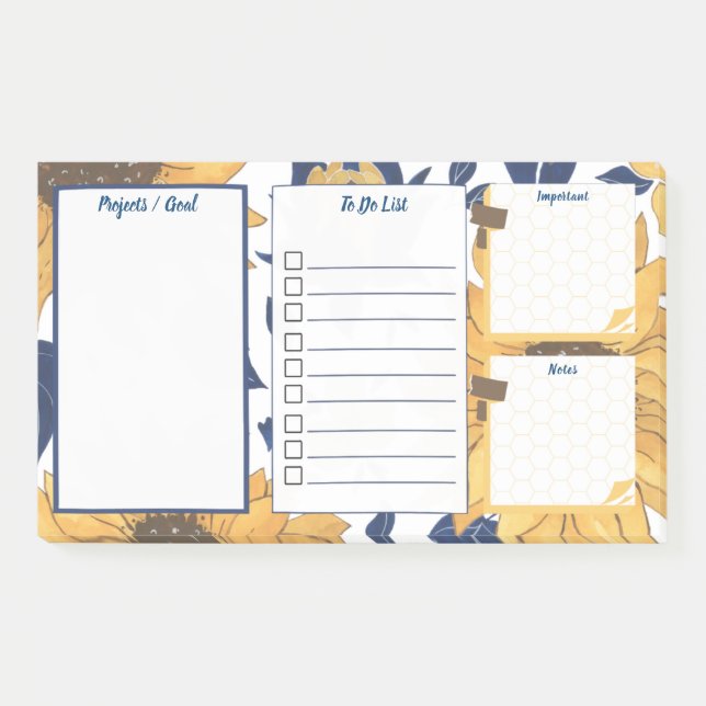 Post-it® To Do List Notes Original Fleur Tournesol (Devant)