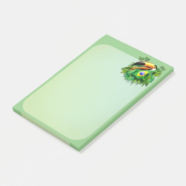 Post-it® Toco Toucan avec drapeau brésilien (Incliné)