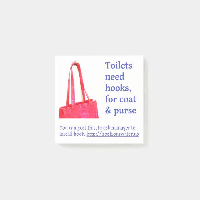 Post-it® Toilets need hooks, for coat & purse-Post-It Notes (Devant)