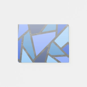 Post-it® Tons de motif en vitrail bleu