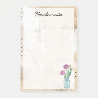 Post-it® Tons de terre rustiques et fleurs sauvages dans un