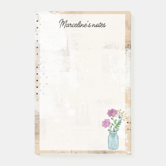 Post-it® Tons de terre rustiques et fleurs sauvages dans un (Devant)