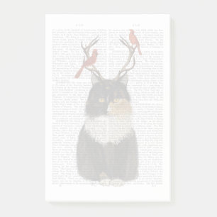 Post-it® Tortoiseshell Cat with Antlers and Red Birds