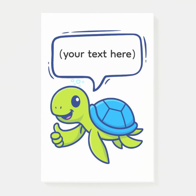 Post-it® Tortue caricaturale mignonne avec bulle vocale (Devant)