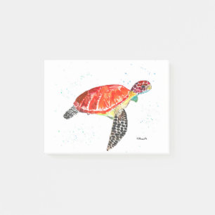 Post-it® Tortue de mer orange aquarelle tropicale côtière
