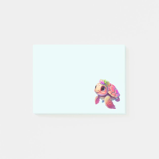 Post-it® Tortue de mer rose Whimsical & mignon (Devant)