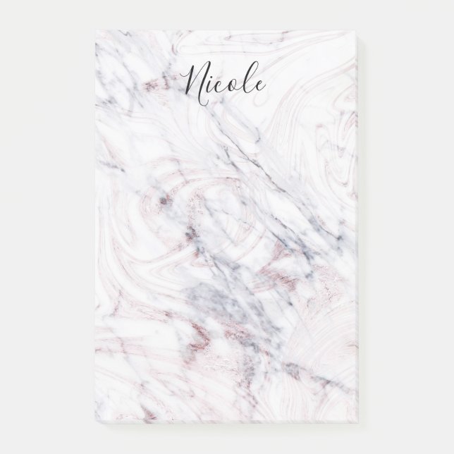Post-it® Touche de marbre rose blanc et gris Tendance Chic (Devant)