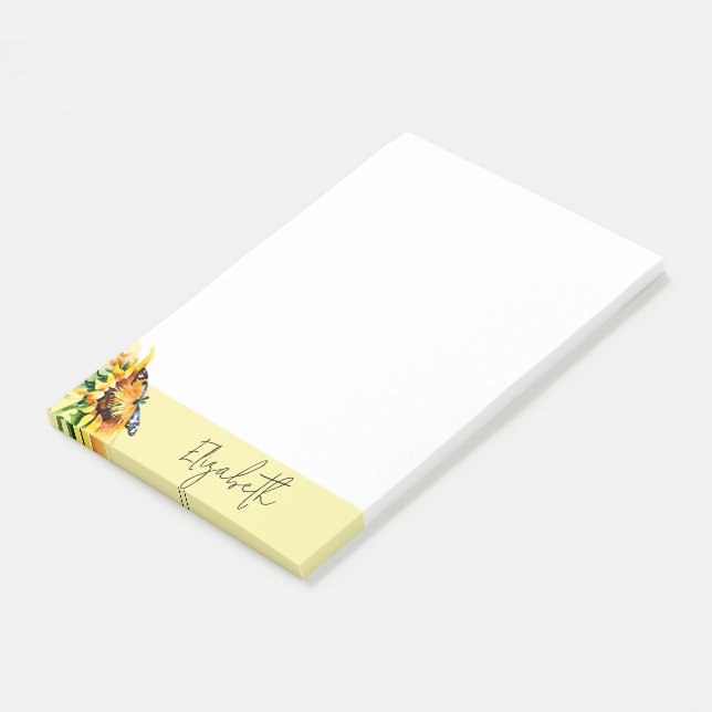 Post-it® Tournesol et papillon personnalisés (Incliné)