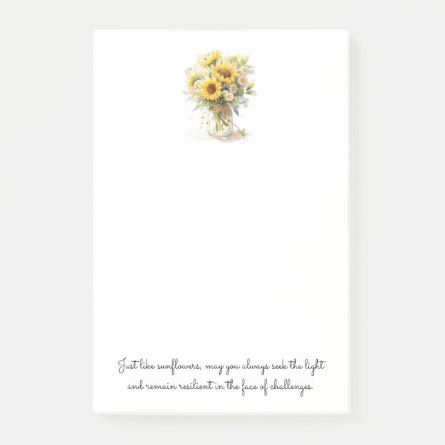 Post-it® Tournesol Inspirationnel Positif Dans Un Vase Post (Devant)