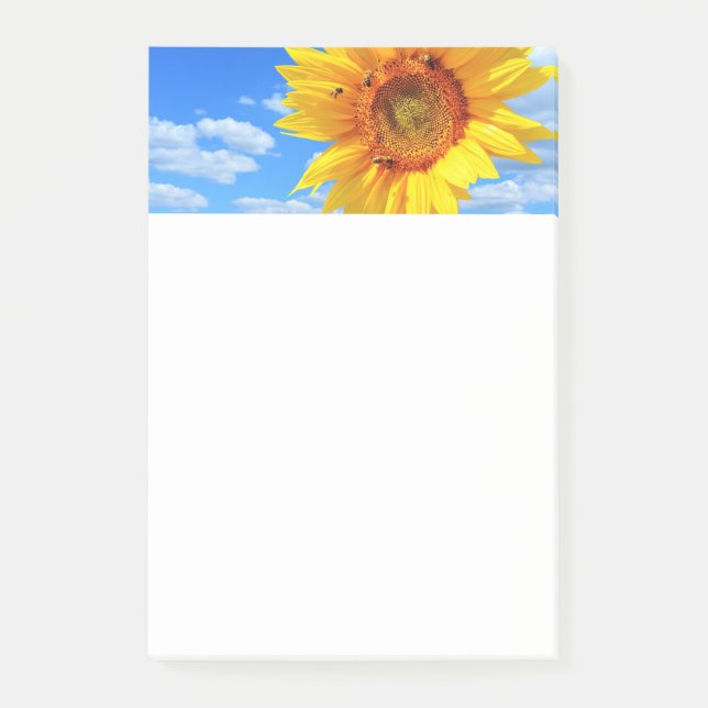 Post-it® Tournesol jaune et abeilles sur le ciel bleu - Jou (Devant)