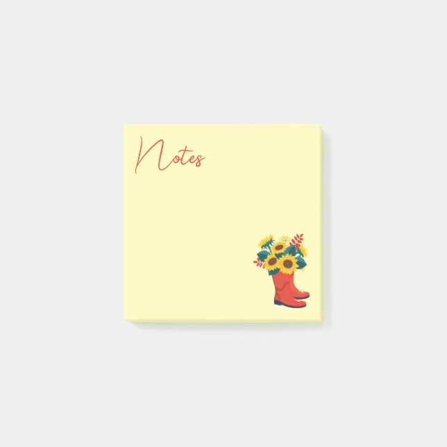 Post-it® Tournesols de printemps et bottes de pluie  (Devant)