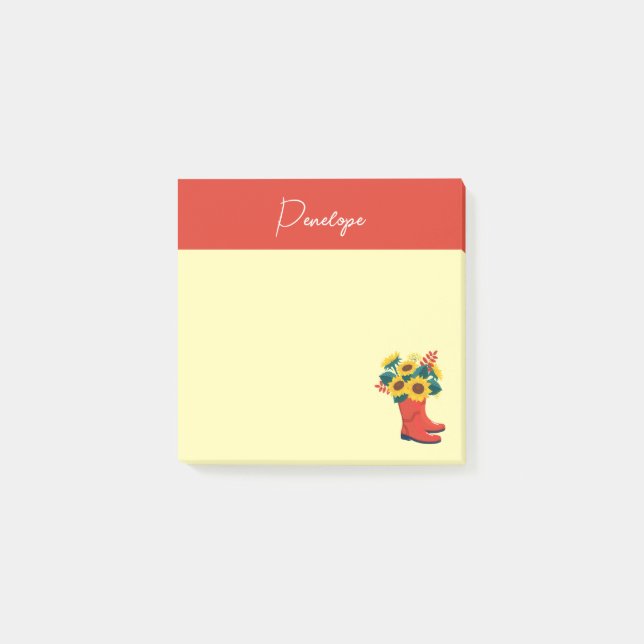 Post-it® Tournesols de printemps et bottes de pluie (Devant)