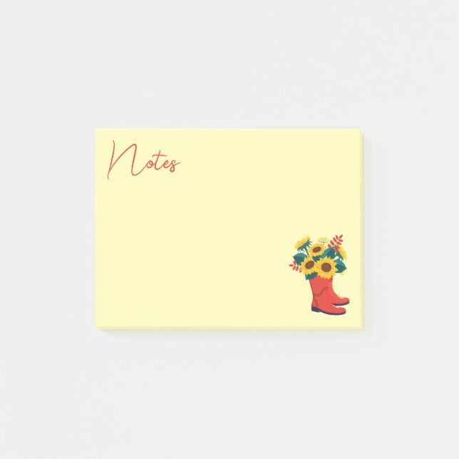 Post-it® Tournesols de printemps et bottes de pluie  (Devant)