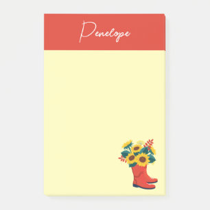 Post-it® Tournesols de printemps et bottes de pluie
