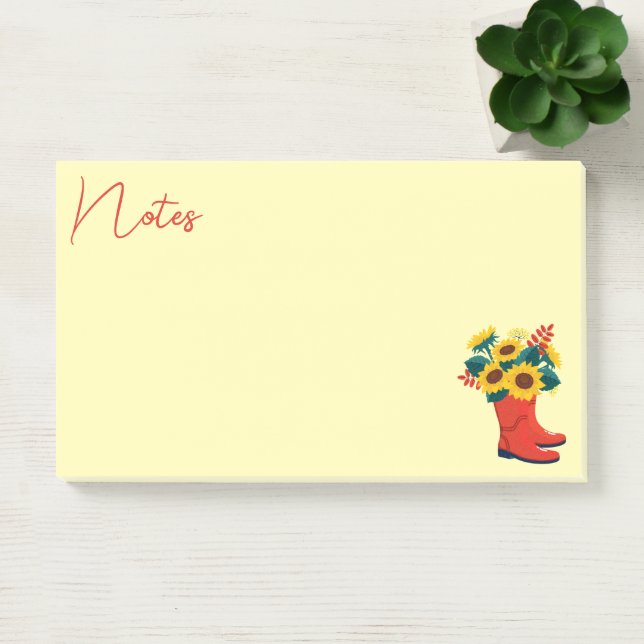 Post-it® Tournesols de printemps et bottes de pluie  (Bureau)