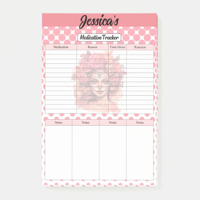 Post-it® Tracker des médicaments pour le crâne de sucre (Devant)