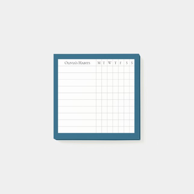 Post-it® Tracker Habit personnalisé dans Ocean Blue (Devant)