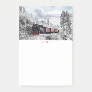 Post-it® Train vintage traversant le paysage hivernal