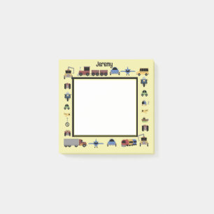 Post-it® Trains, Plaines et Automobiles Garçons Monogrammes