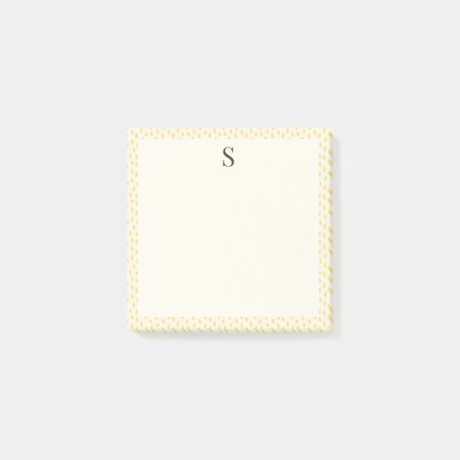 Post-it® Traits de pinceau neutres Monogramme élégant Jaune (Devant)