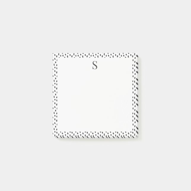 Post-it® Traits de pinceau neutres Monogramme élégant Noir  (Devant)