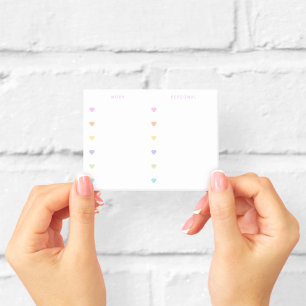 Post-it® Travail   Liste de contrôle Cœurs Pastel Personnel