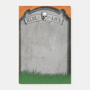 Post-it® Traversée du crâne gris d'Halloween Tombstone