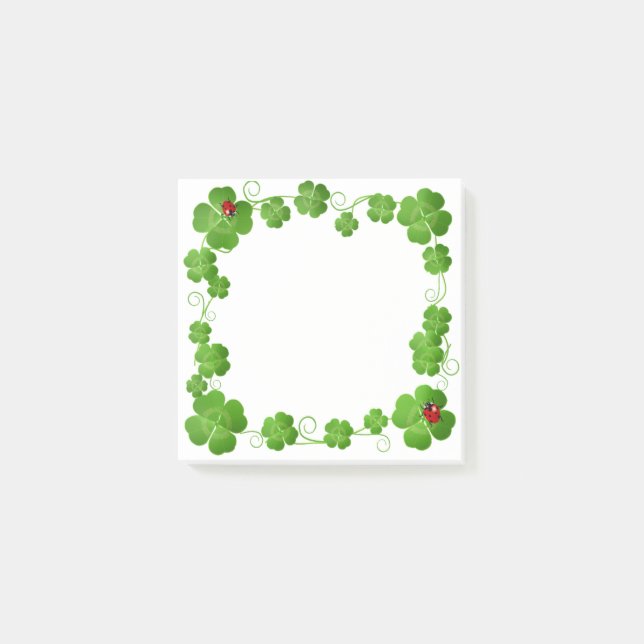Post-it® Trèfles à quatre feuilles chanceux et coccinelles (Devant)