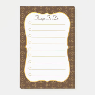 Post-it® Trèfles sur fond marron et blanc et choses à faire